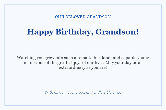 Happy Birthday Grandson Card Endless Pride