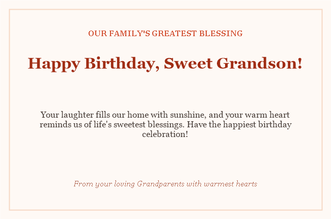 Happy Birthday Grandson Card Family Blessing