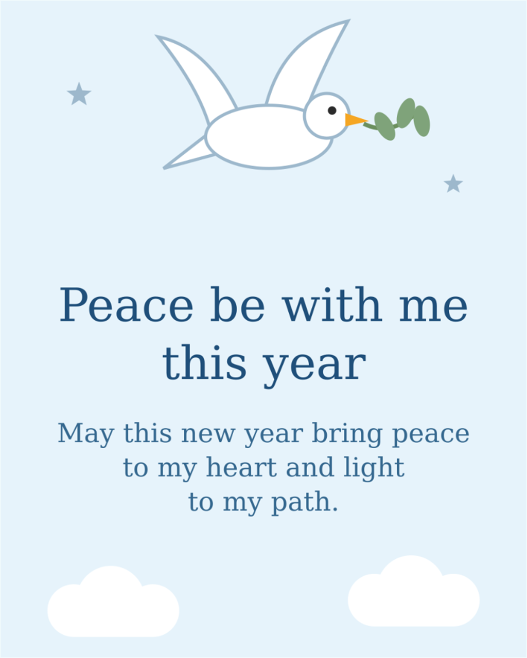Dove of peace and olive branch Happy Birthday spiritual card - Peace be with me this year