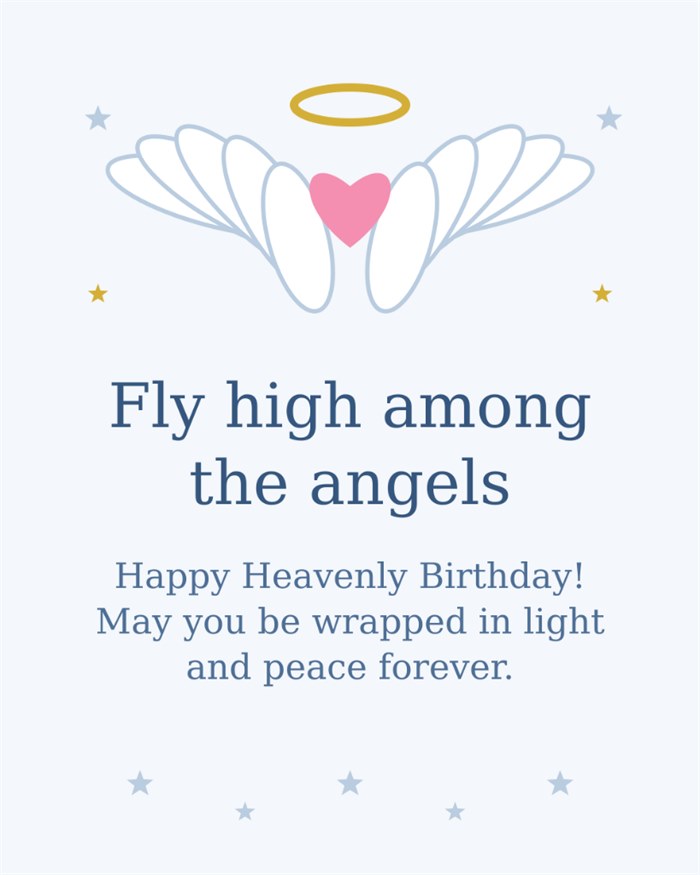 Fly High Among The Angels - Happy Heavenly Birthday wrapped in light and peace