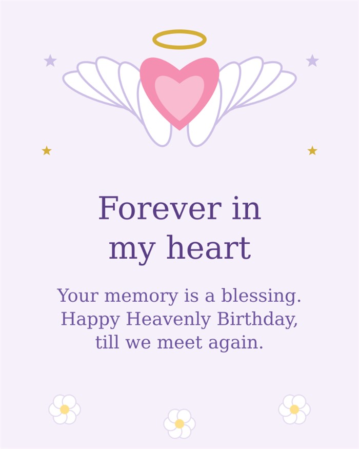 Forever In My Heart - Your memory is a blessing happy heavenly birthday card