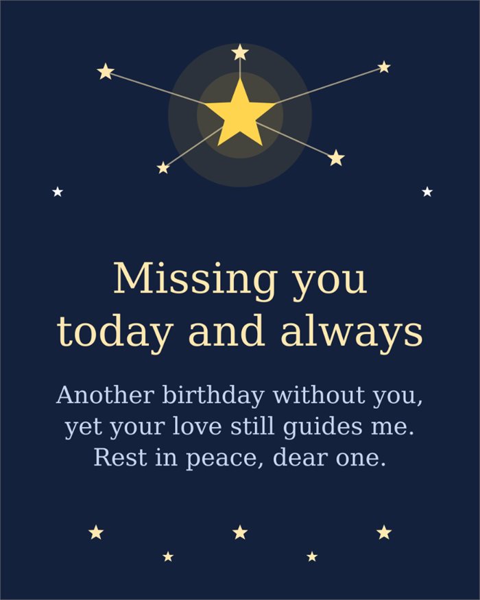 Missing You Today And Always - Rest in peace dear one heavenly birthday card