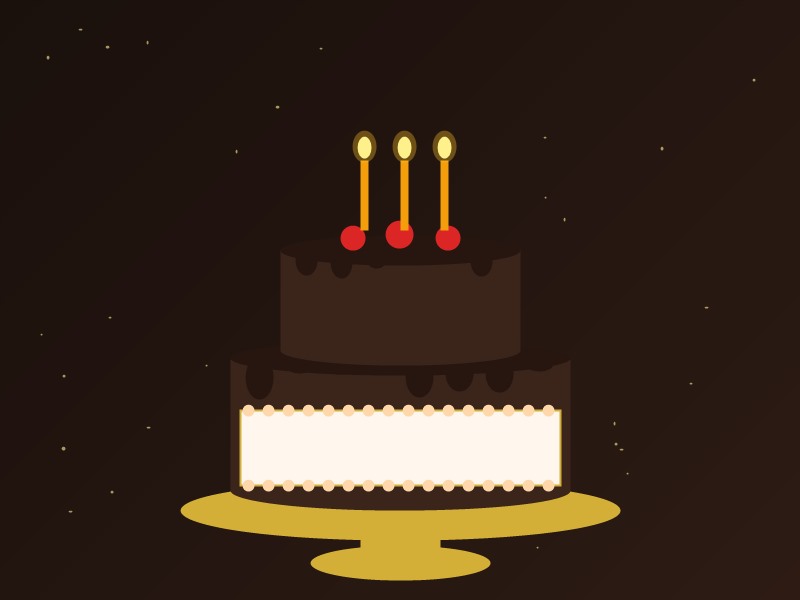 Chocolate birthday cake template with candles and custom name banner plate